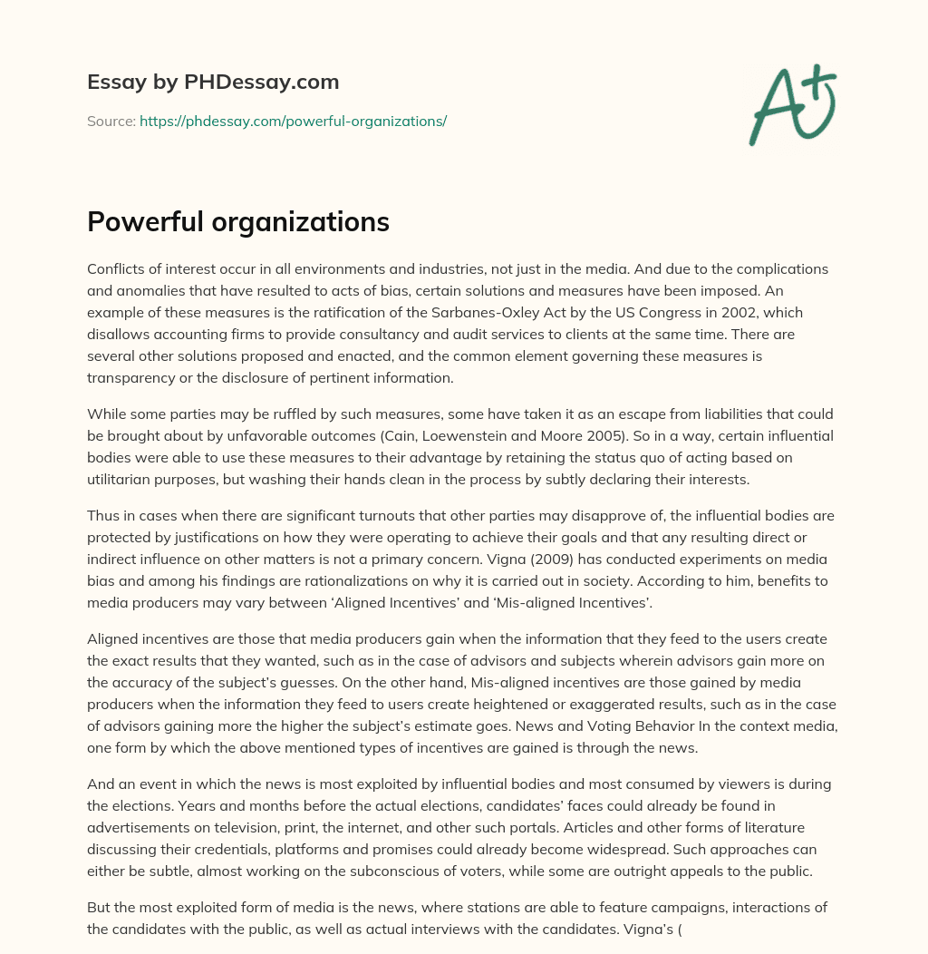 Powerful organizations essay