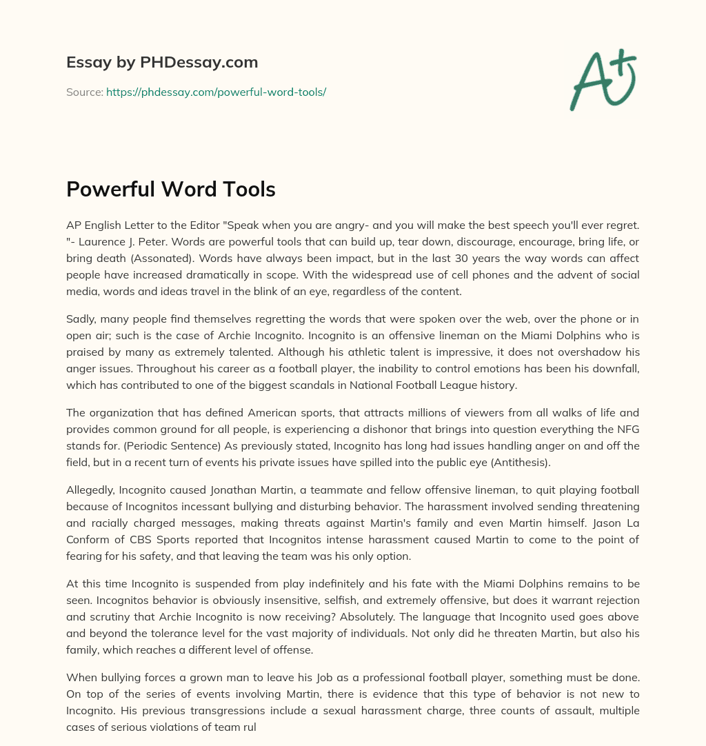 Powerful Word Tools essay