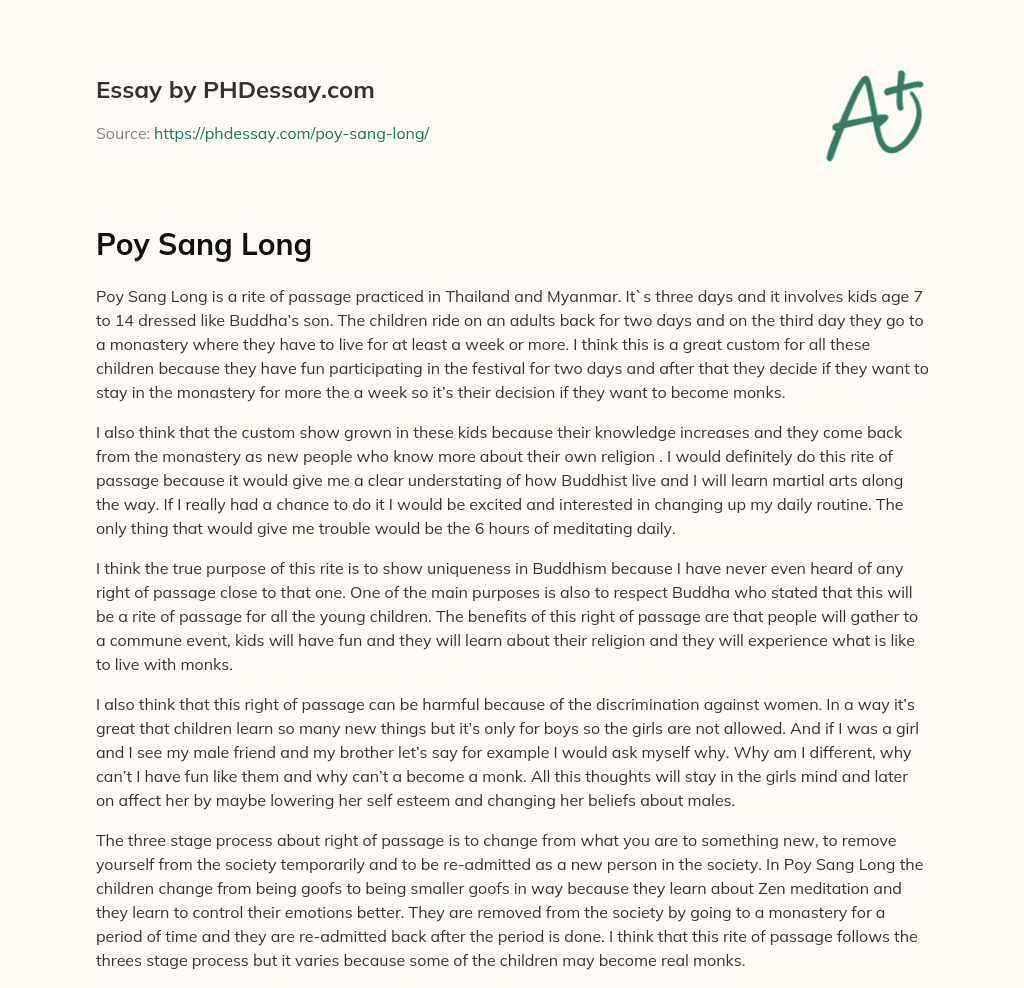 Poy Sang Long essay