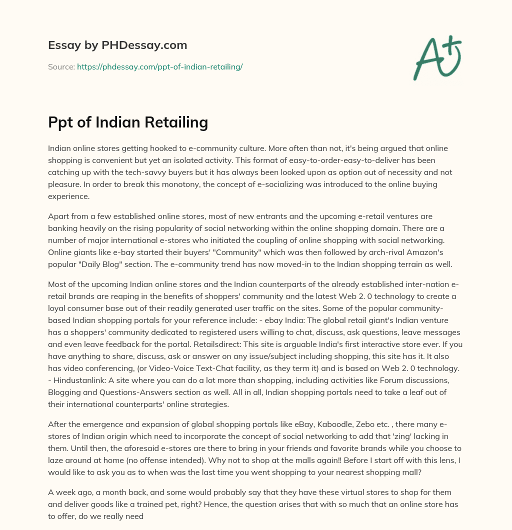 Ppt of Indian Retailing essay