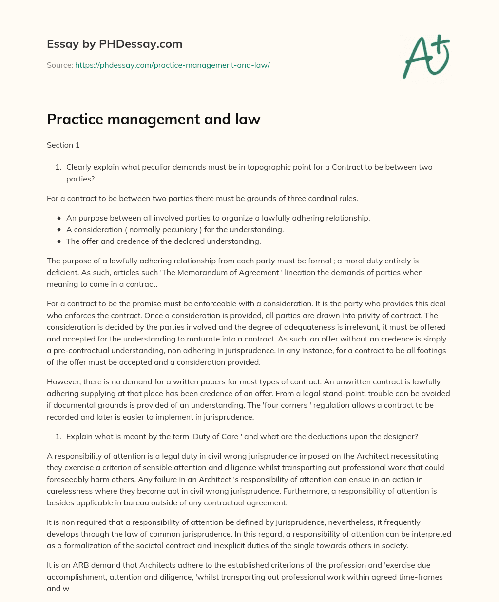 Practice management and law essay