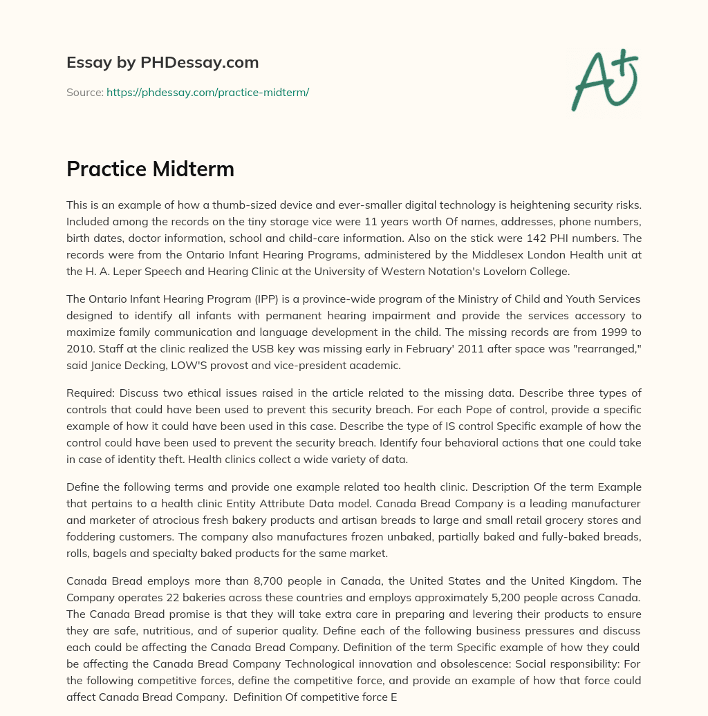 Practice Midterm essay