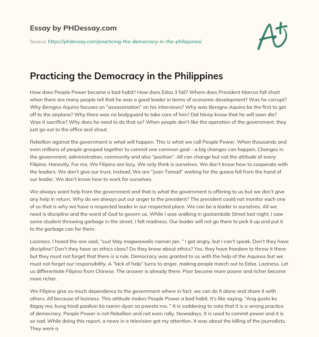 essay about democracy in the philippines