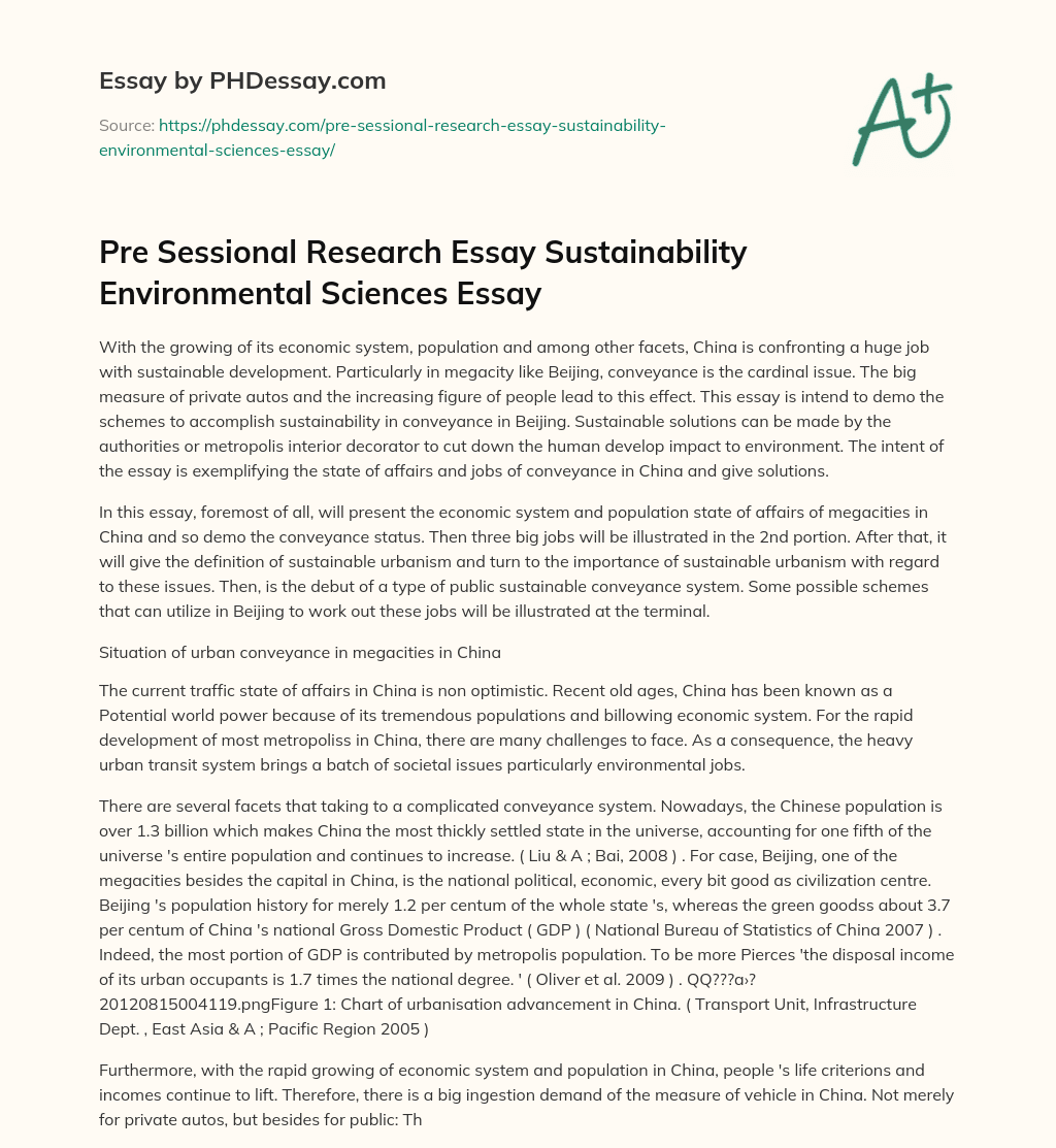 Pre Sessional Research Essay Sustainability Environmental Sciences Essay essay