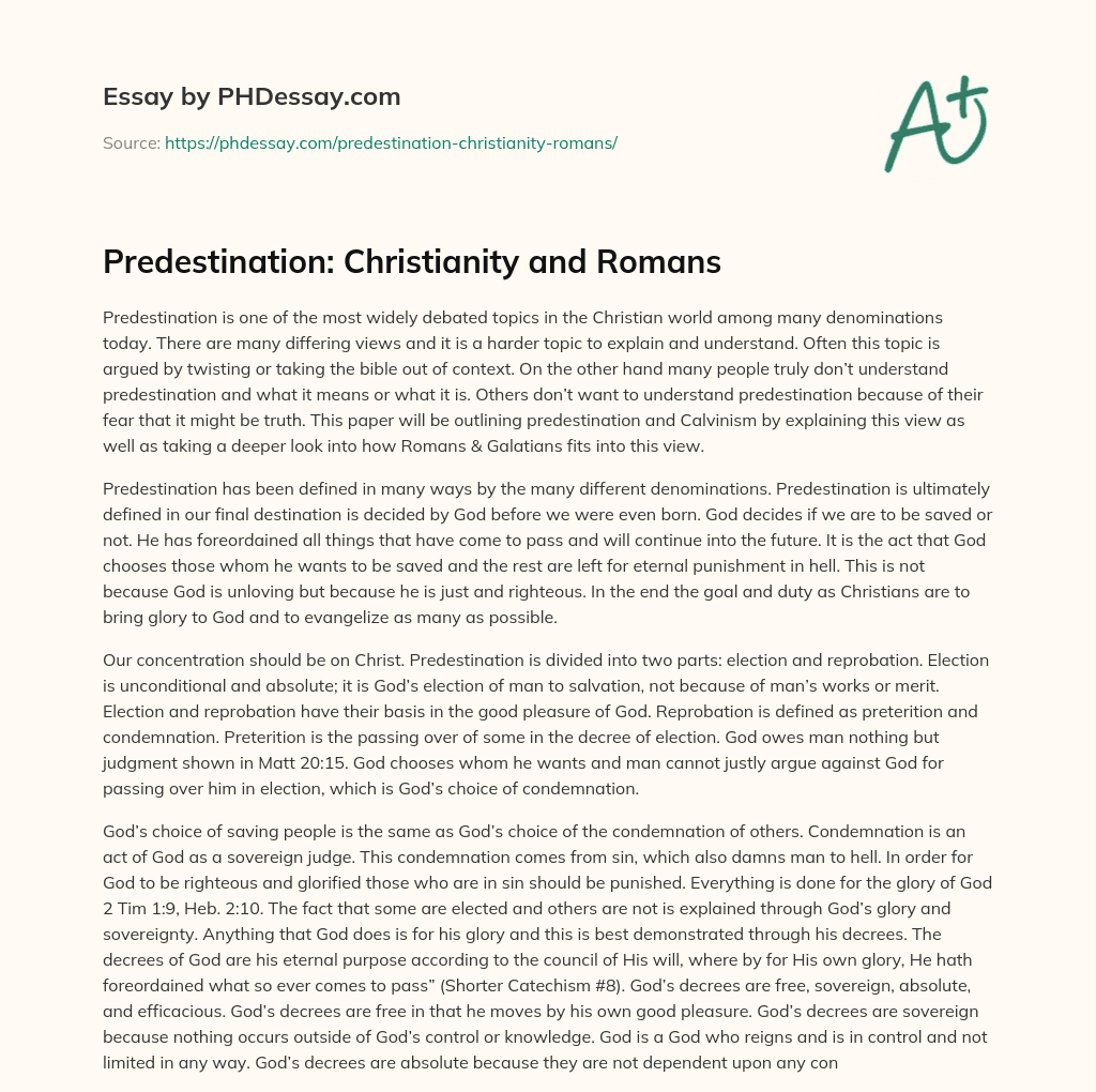 Predestination: Christianity and Romans essay