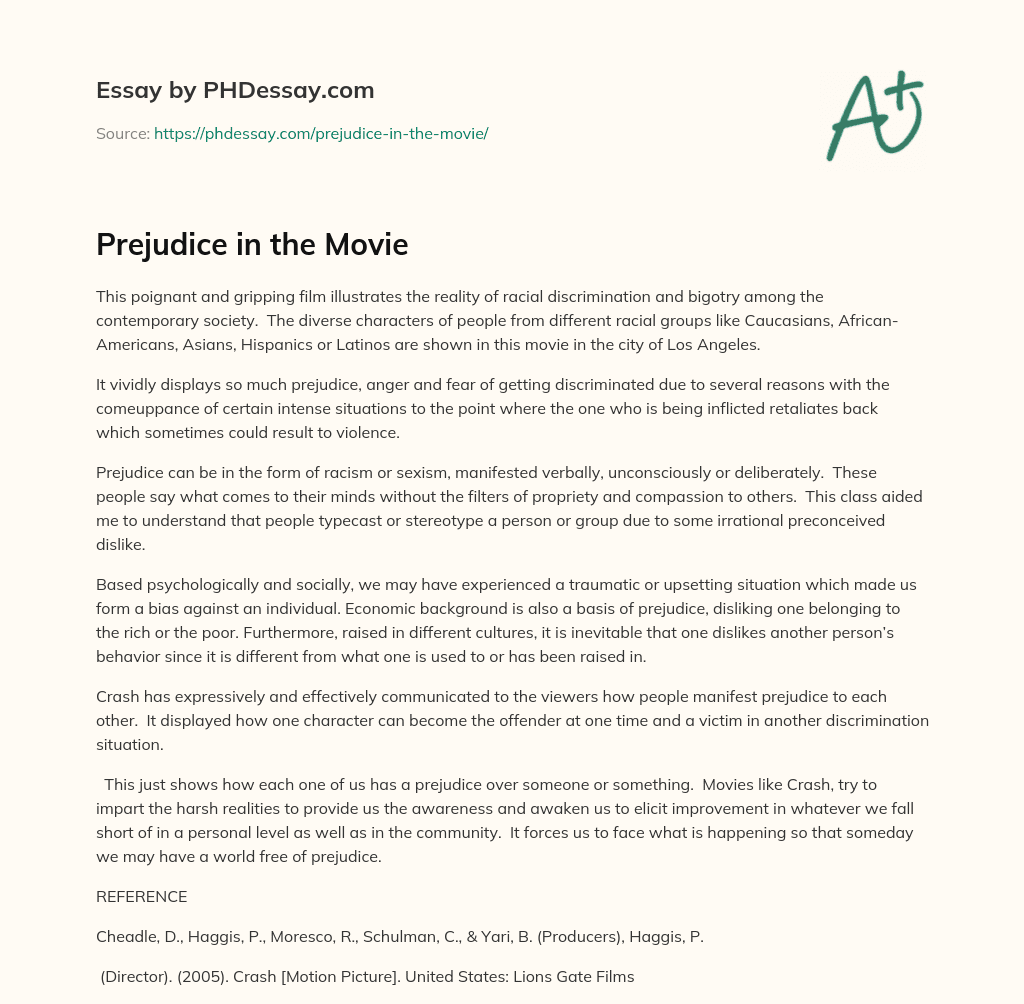 Prejudice in the Movie essay