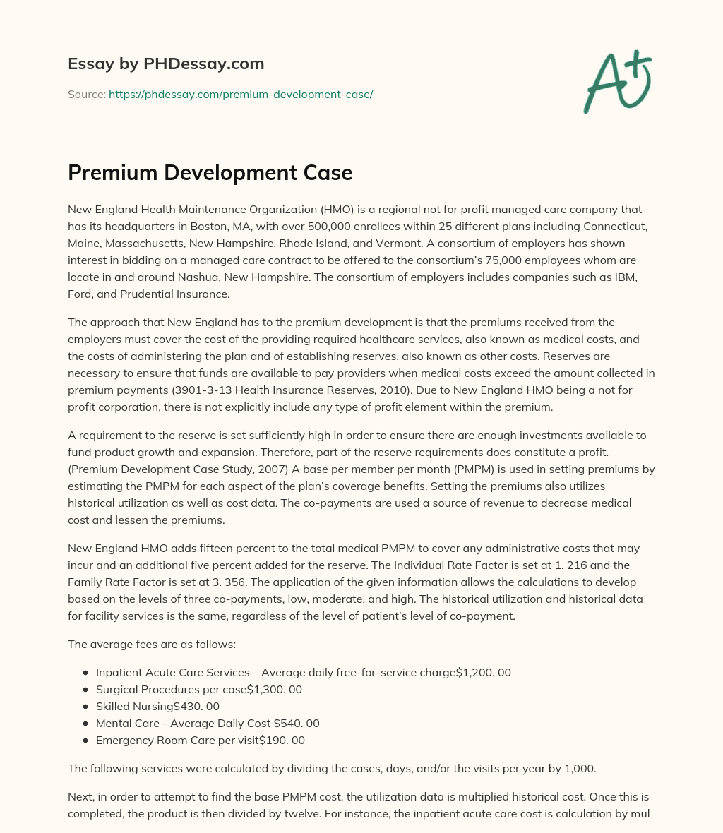 Premium Development Case essay