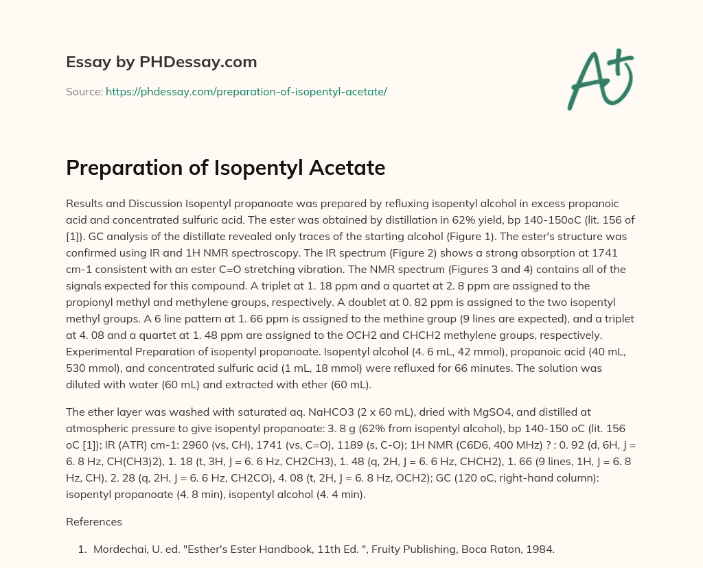 Preparation of Isopentyl Acetate essay