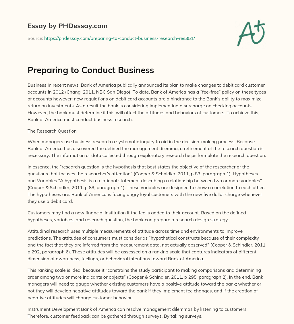 Preparing to Conduct Business essay