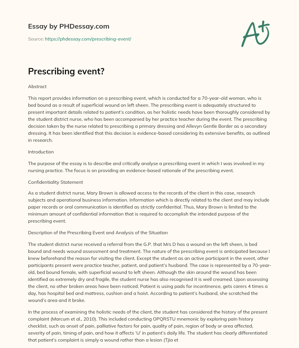 Prescribing event? essay