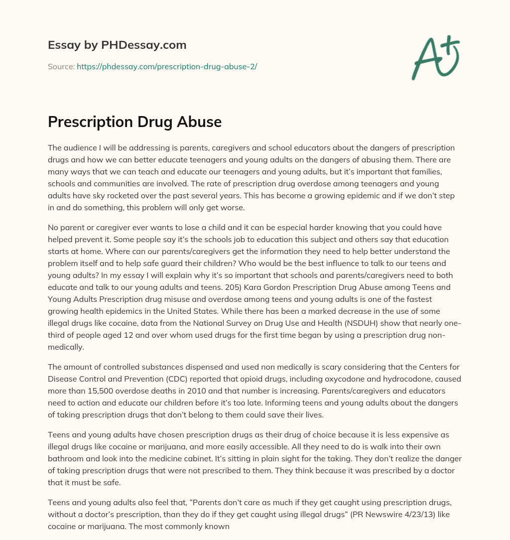 Prescription Drug Abuse essay