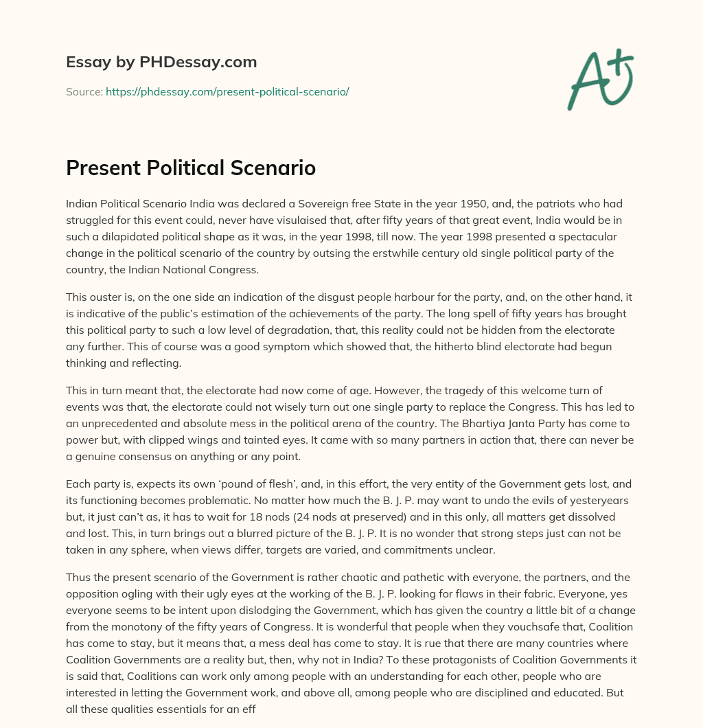 Present Political Scenario essay