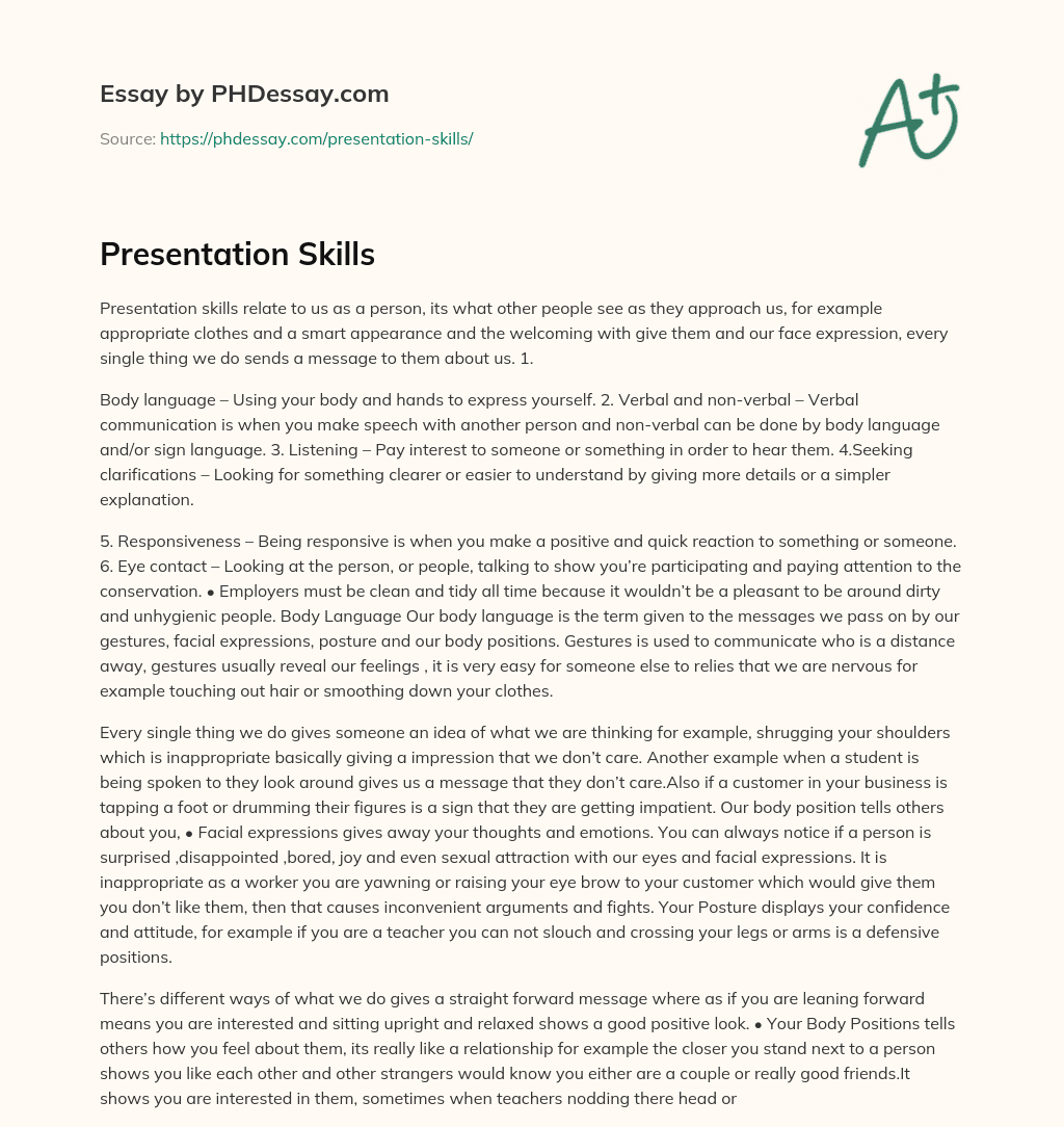 presentation skills for essay