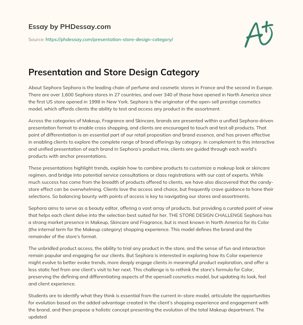Presentation and Store Design Category essay