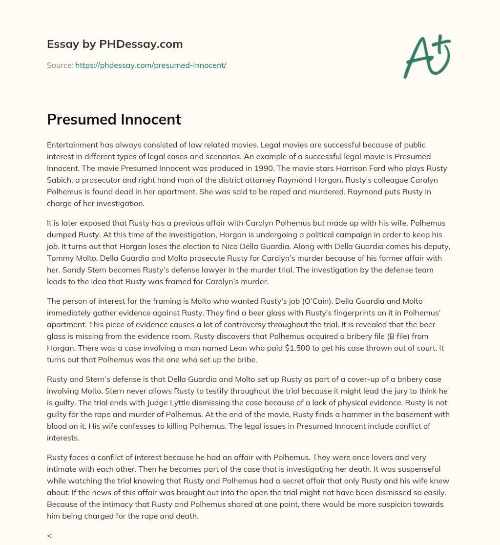 Presumed Innocent essay