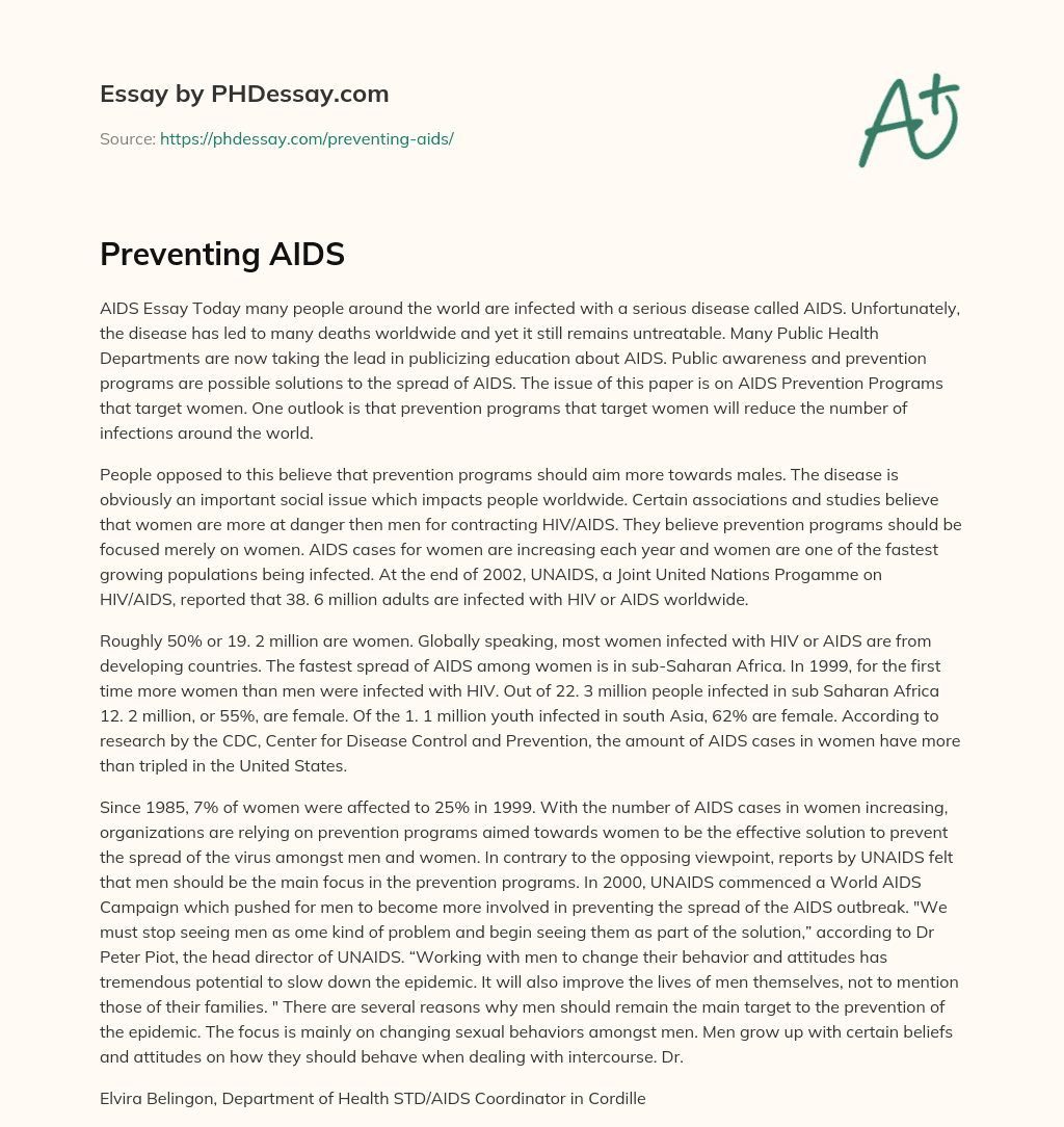 Preventing AIDS essay