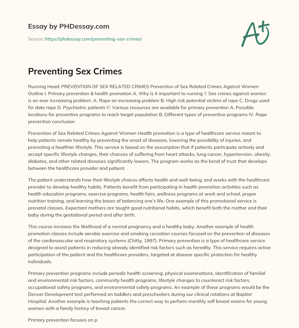 Preventing Sex Crimes essay