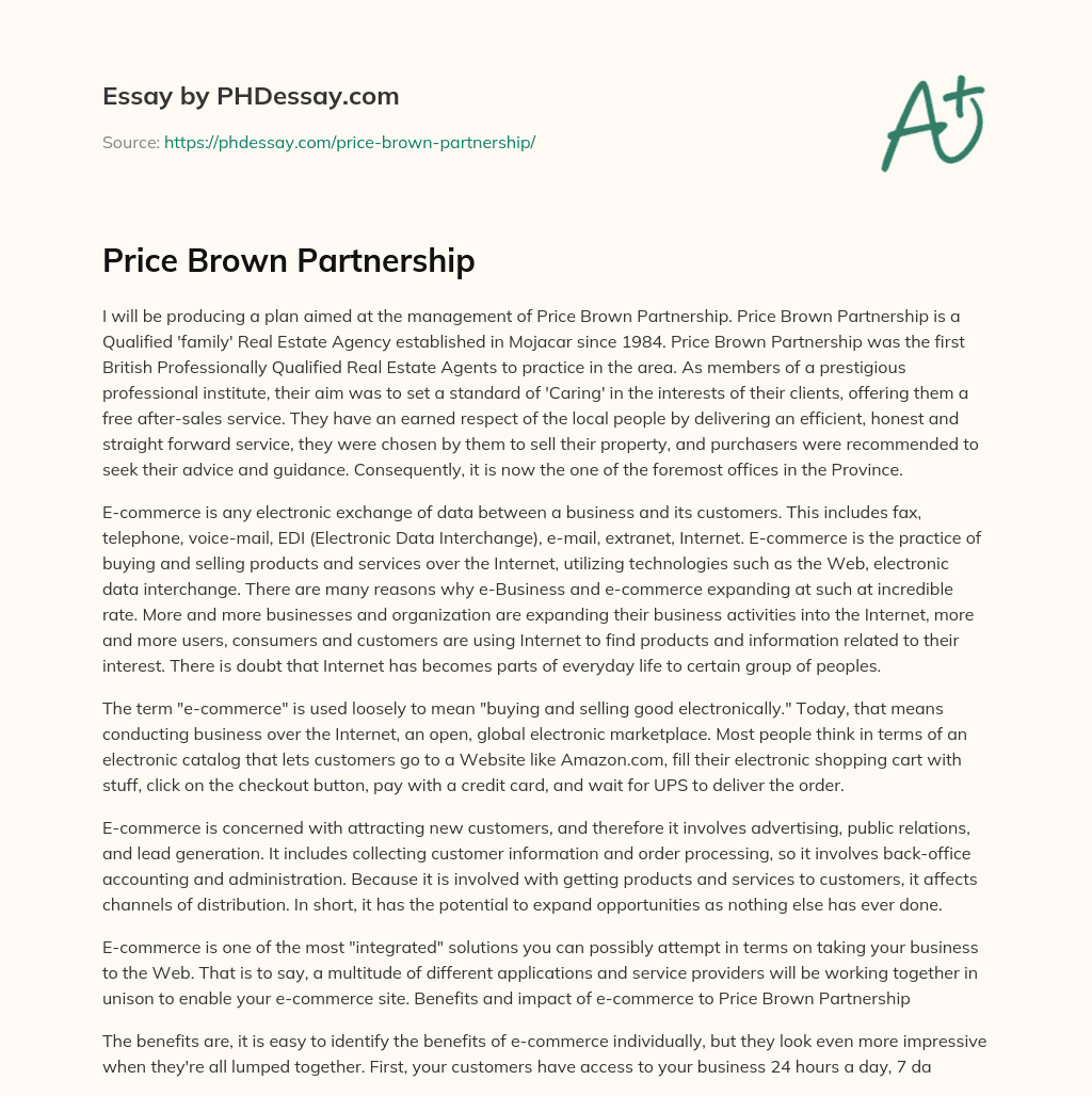 Price Brown Partnership essay