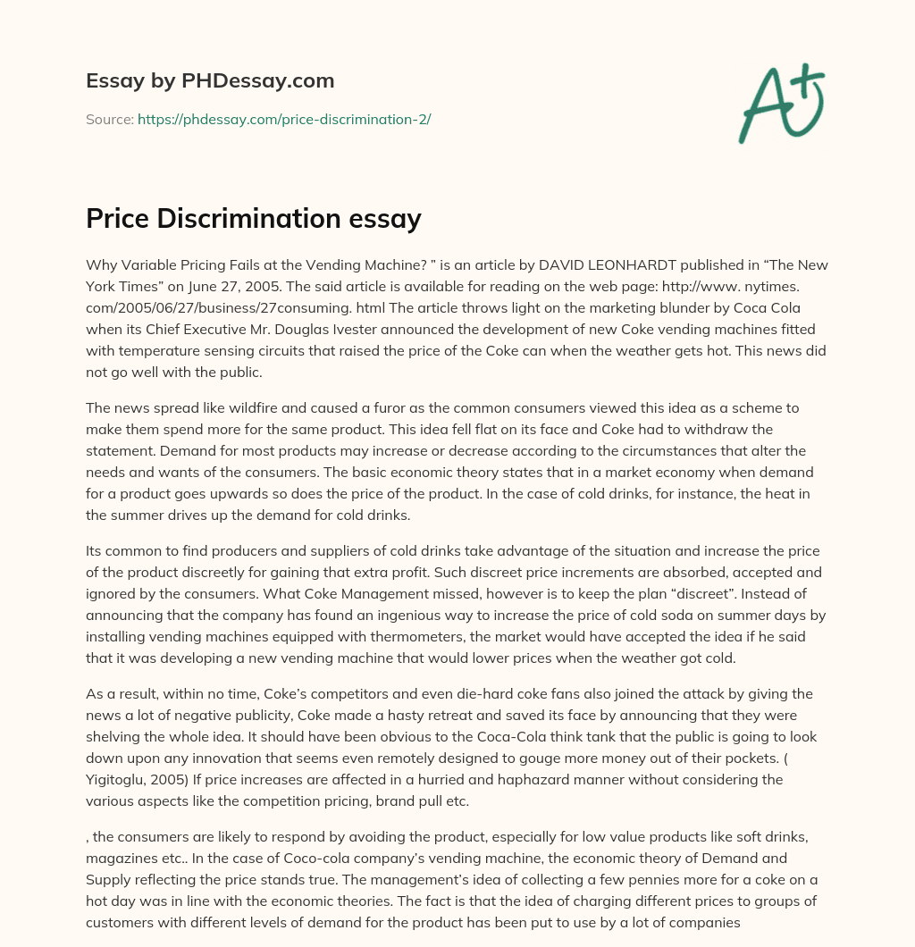 Price Discrimination essay essay