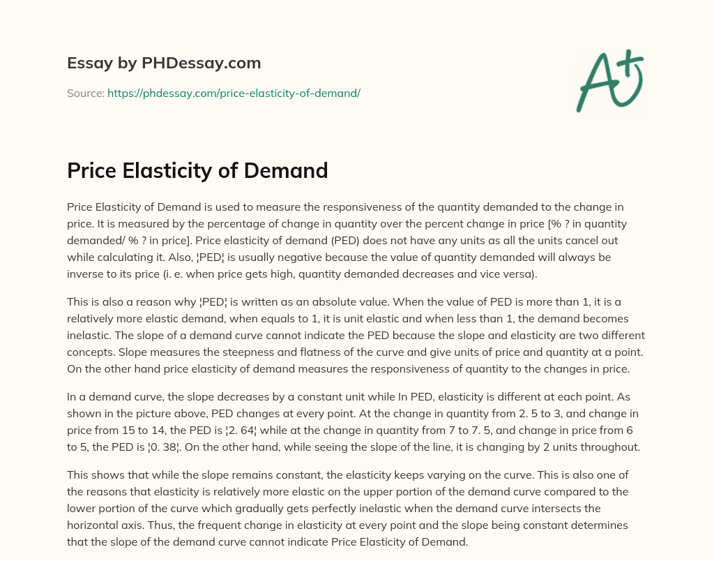Price Elasticity of Demand essay