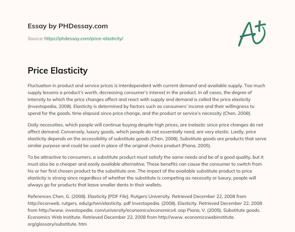 Price Elasticity essay