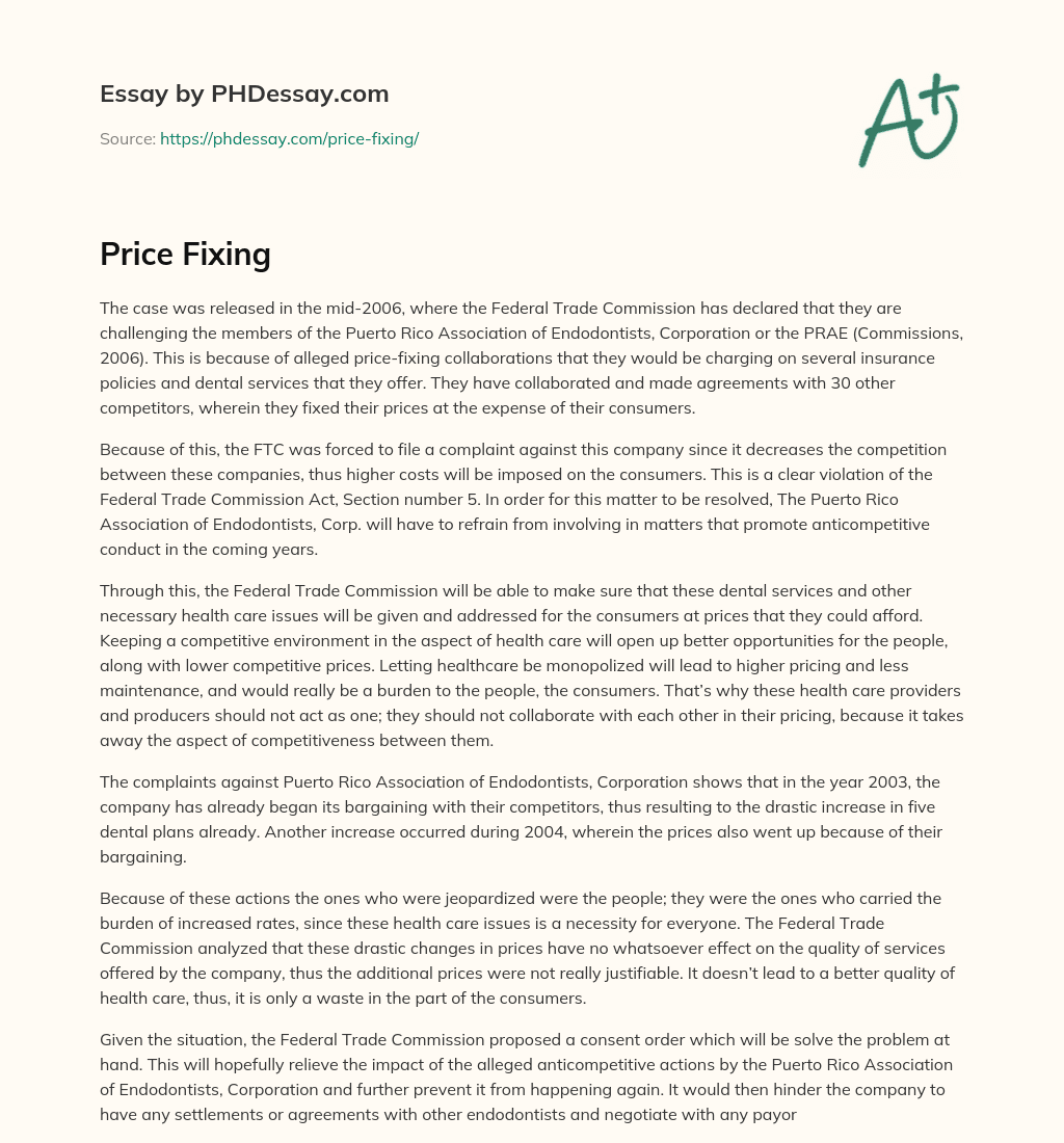 Price Fixing essay