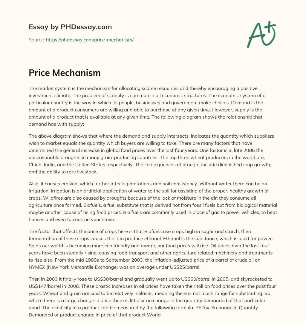 Price Mechanism (600 Words)