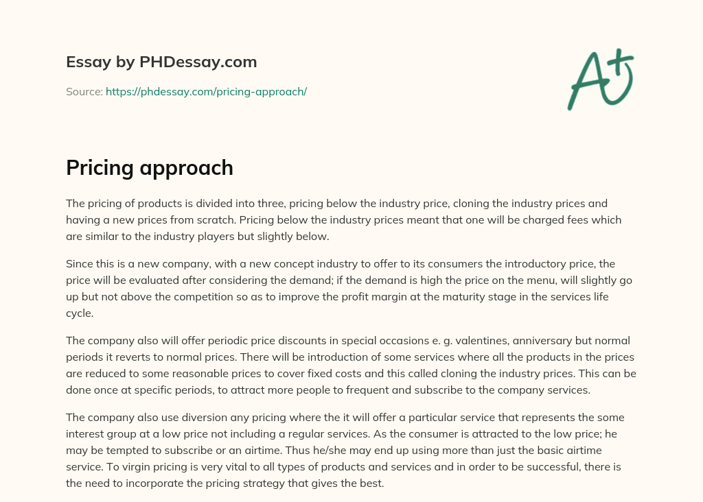 Pricing approach essay