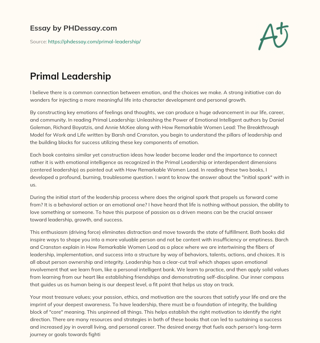 The Connection Between Emotion and Leadership Development essay