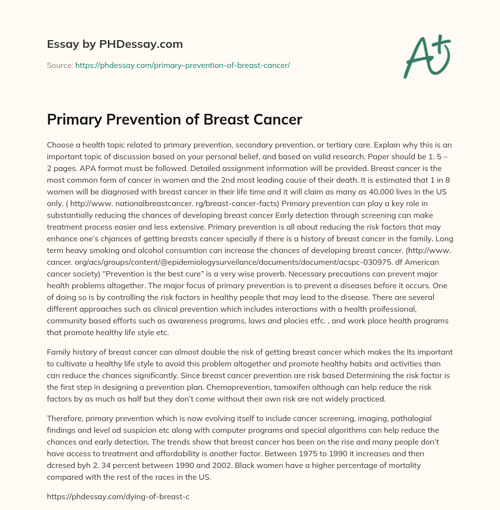 essay on prevention of cancer