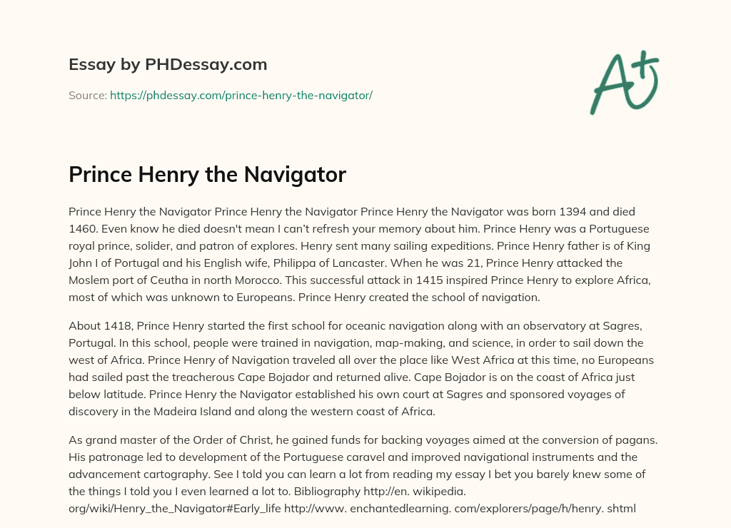 Prince Henry the Navigator essay