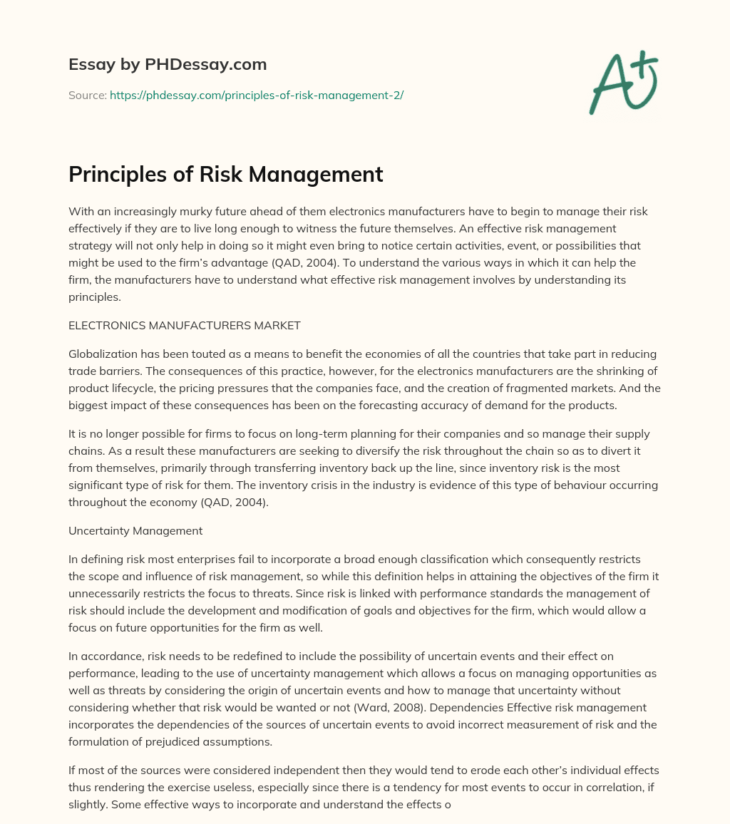 argumentative essay on risk management