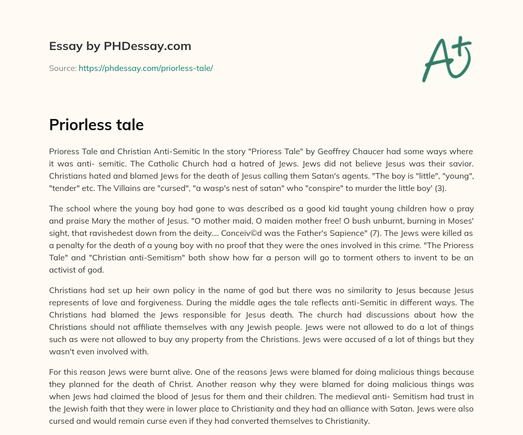 Priorless tale essay