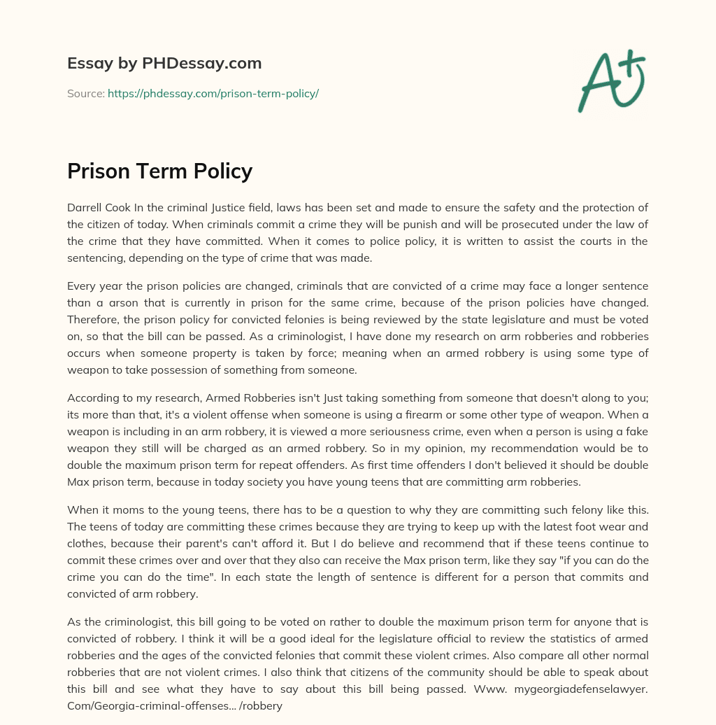 Prison Term Policy essay