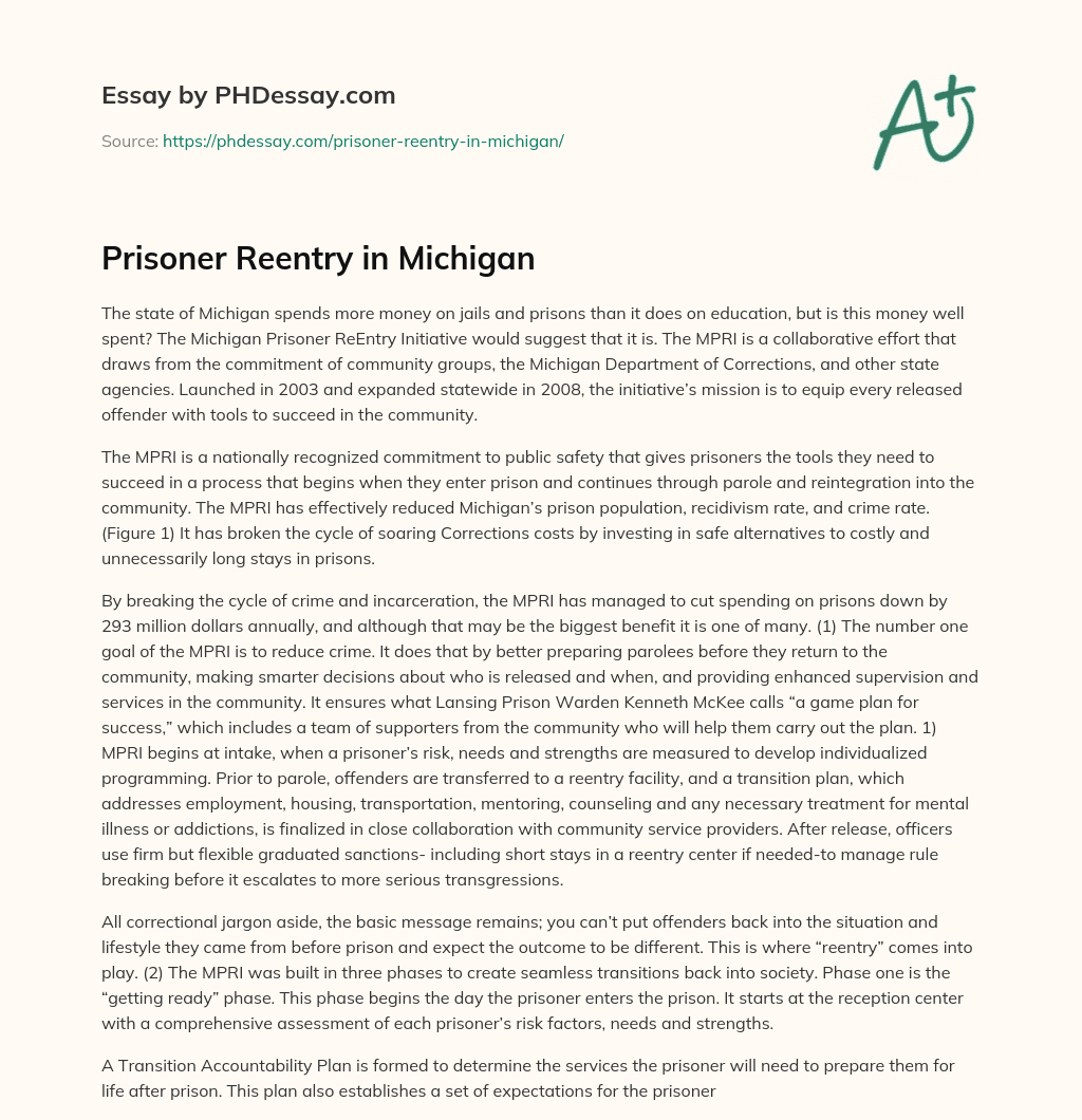 Prisoner Reentry in Michigan essay