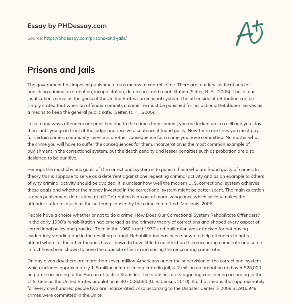 Prisons and Jails essay