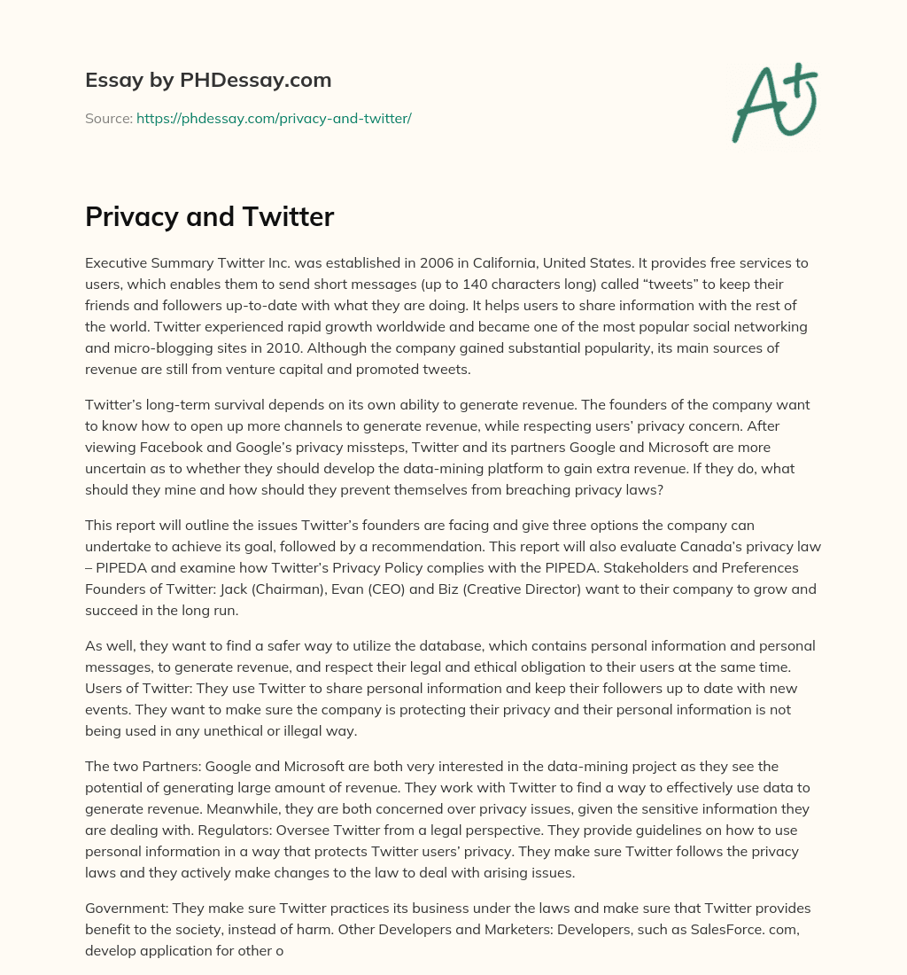 Privacy and Twitter essay