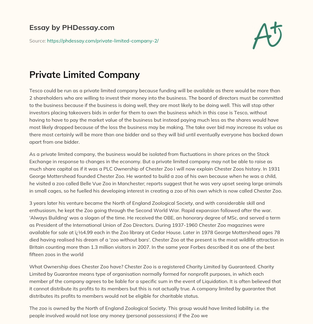 Private Limited Company essay