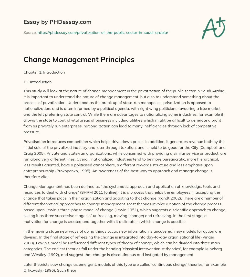 Change Management Principles essay