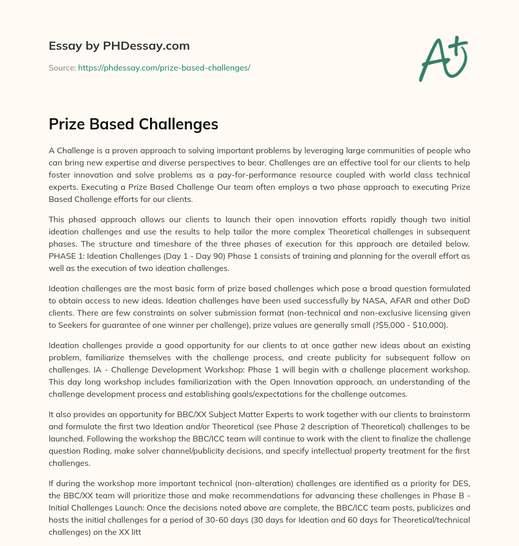 Prize Based Challenges essay