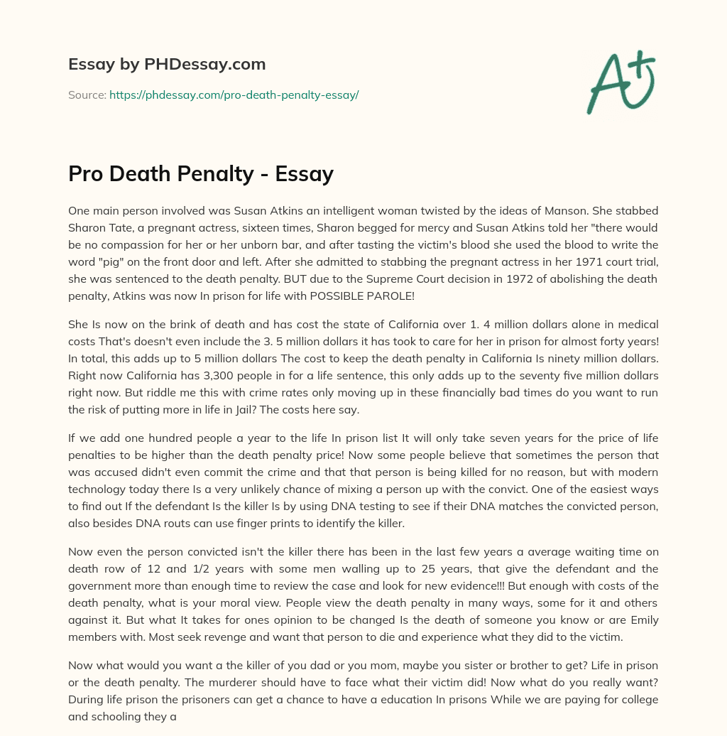 legalizing death penalty essay