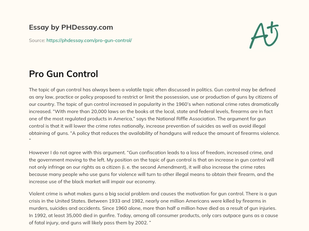 Pro Gun Control essay