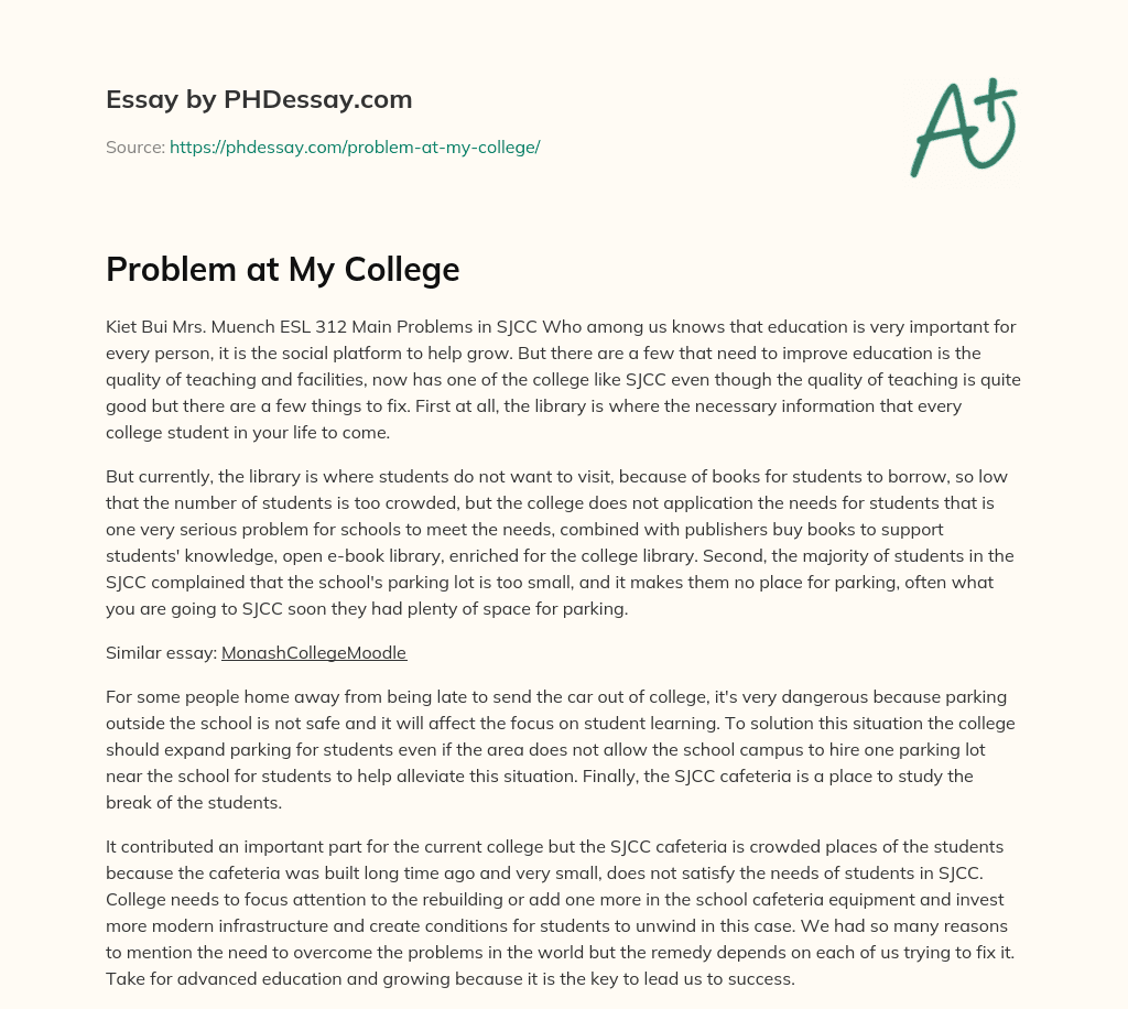 Problem at My College essay