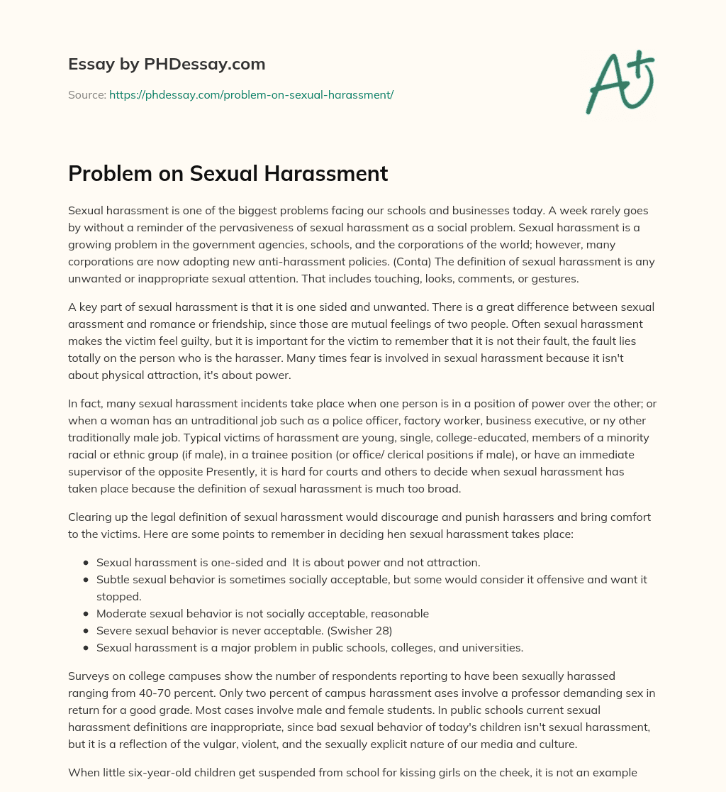 essay for sexual harassment