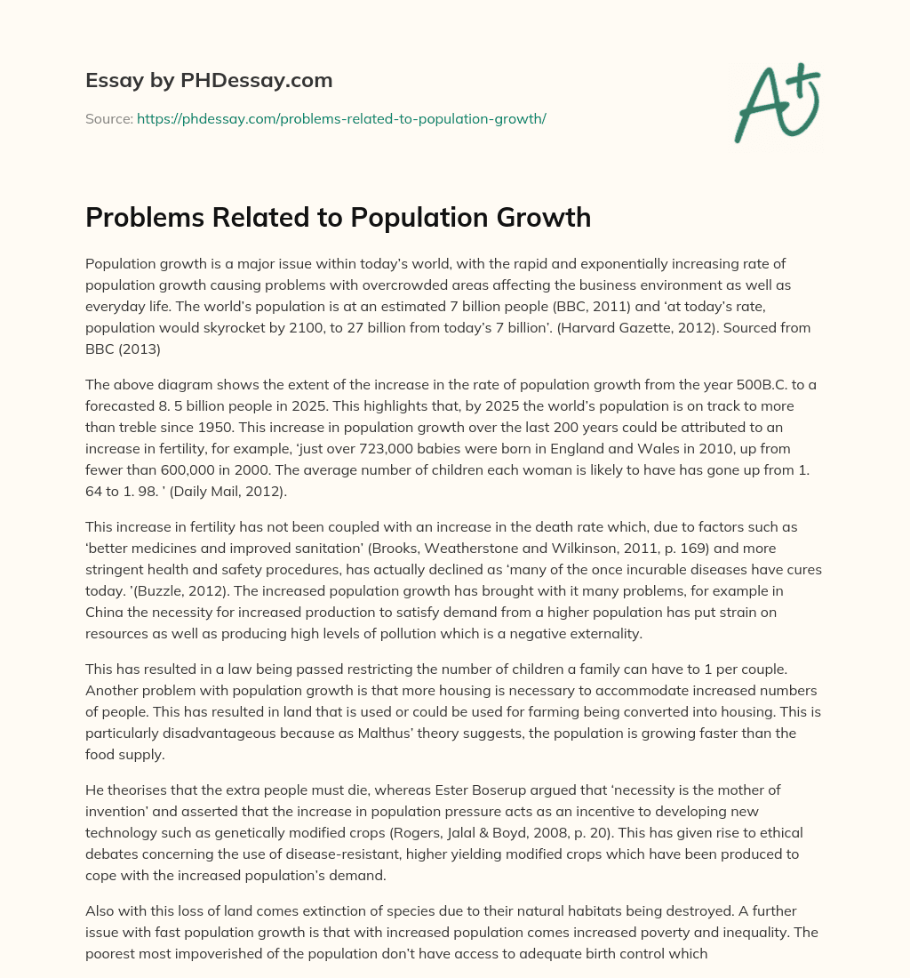 population growth problems with solutions essay