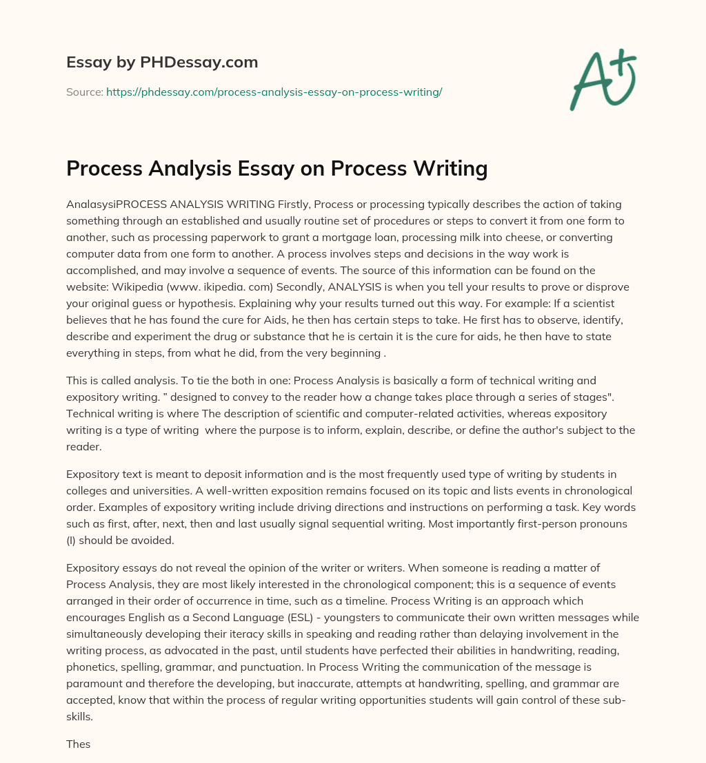Process Analysis Essay on Process Writing essay