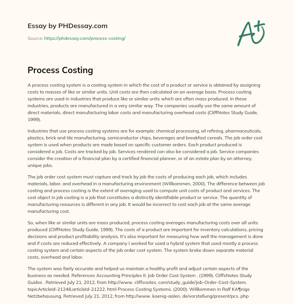 Process Costing essay