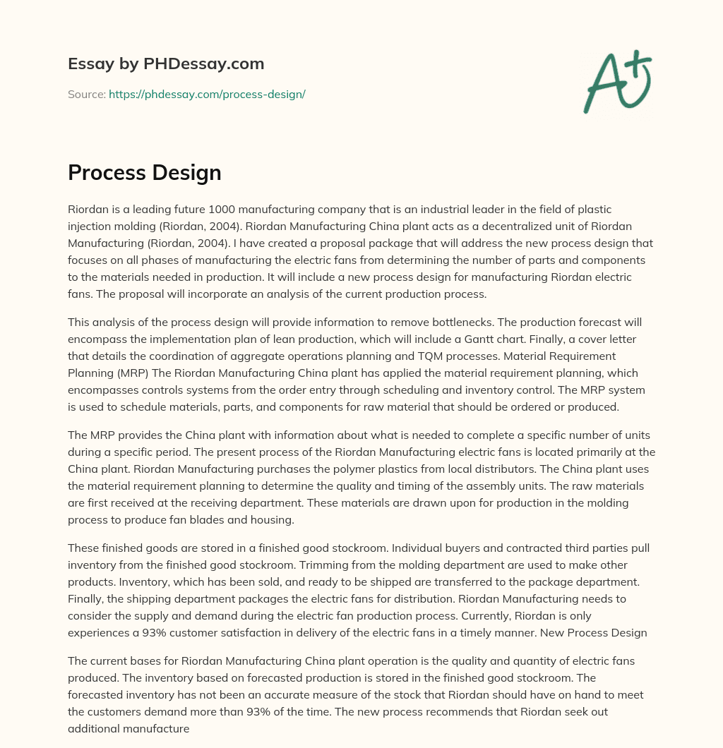 Process Design essay