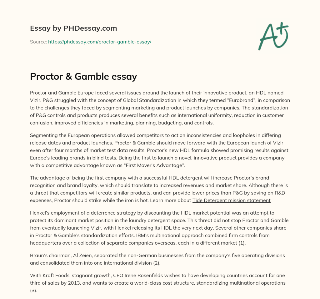 Proctor & Gamble essay essay