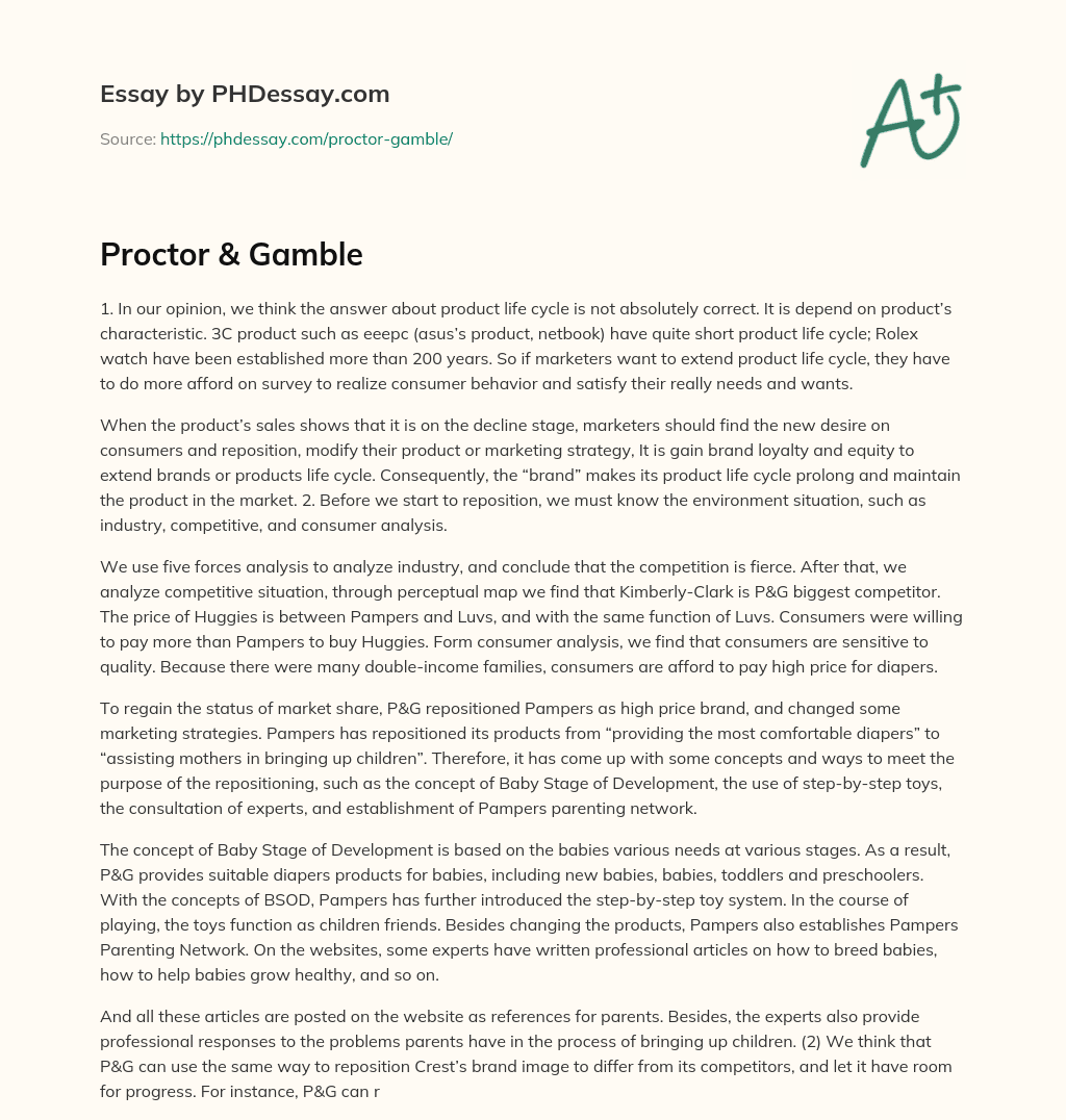 Proctor & Gamble essay